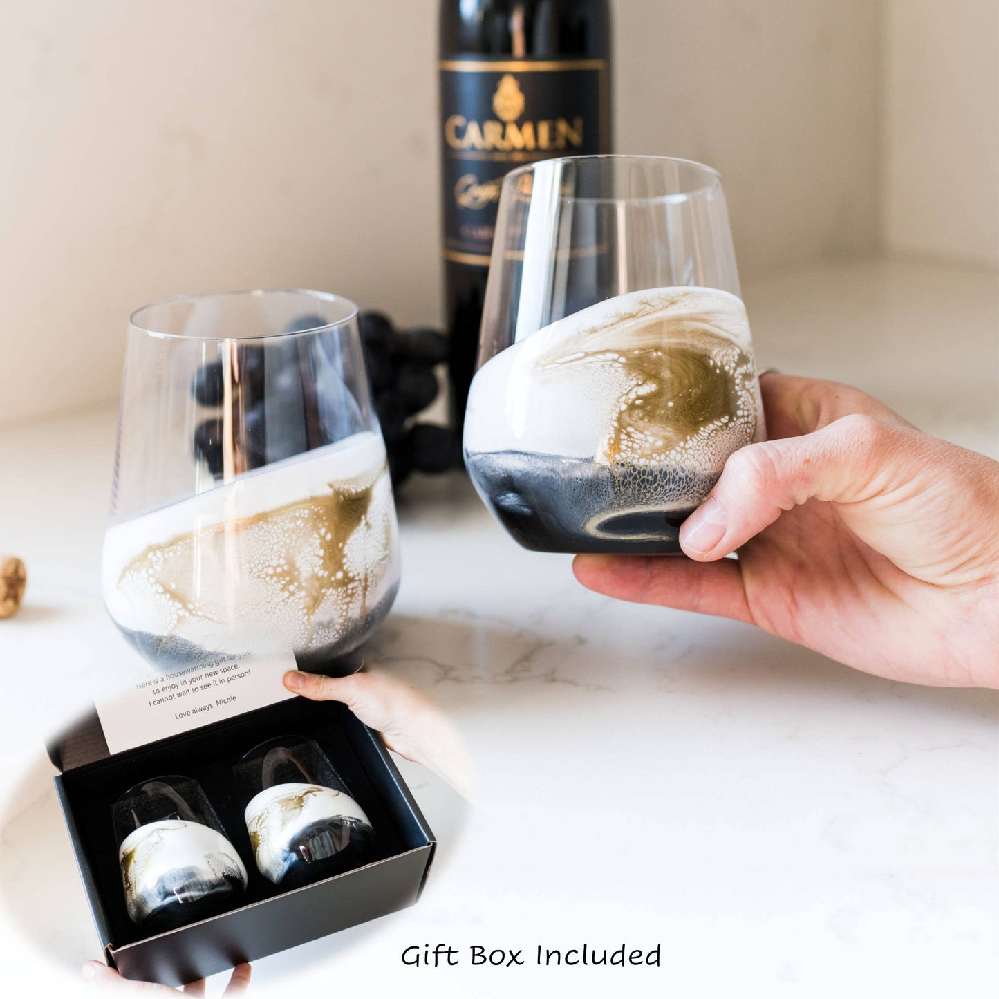 Resin Accented Wine and Entertaining Glasses Set - 2