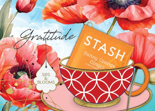 TEA GREETING Card with REAL TEA BAG - Gratitude Sips Blooms
