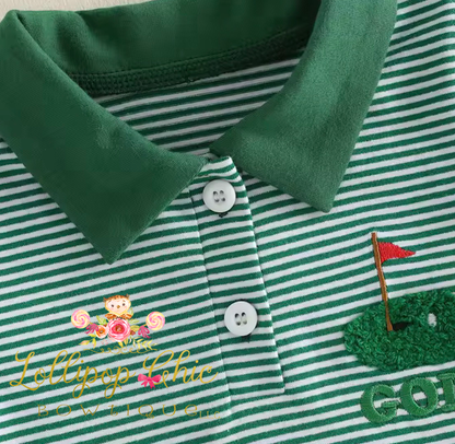 Baby and Toddler Boy Embroidered Dark Green Golf Shorts Set : 18-24M