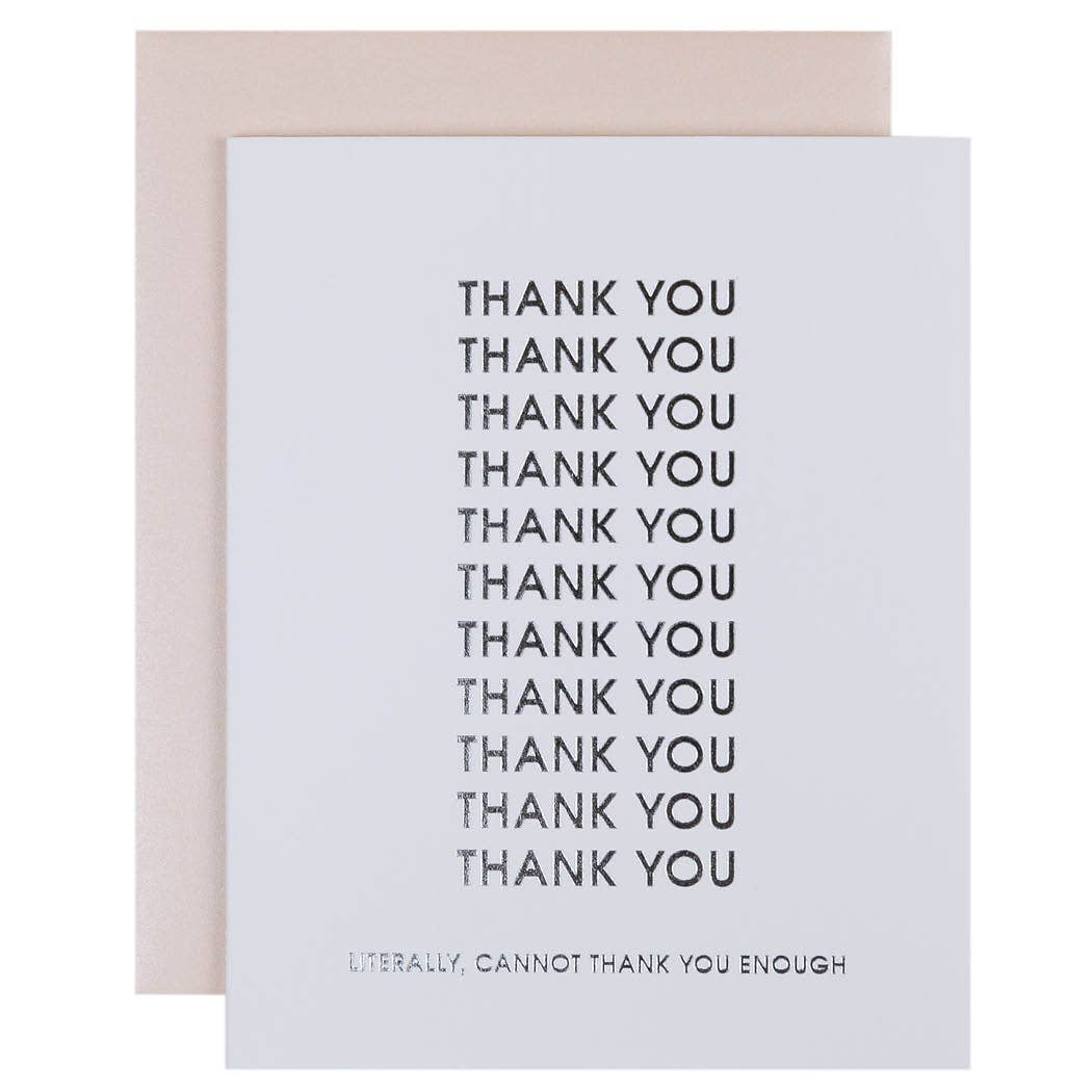 No puedo agradecerte lo suficiente - Gracias - Tarjeta con impresión tipográfica