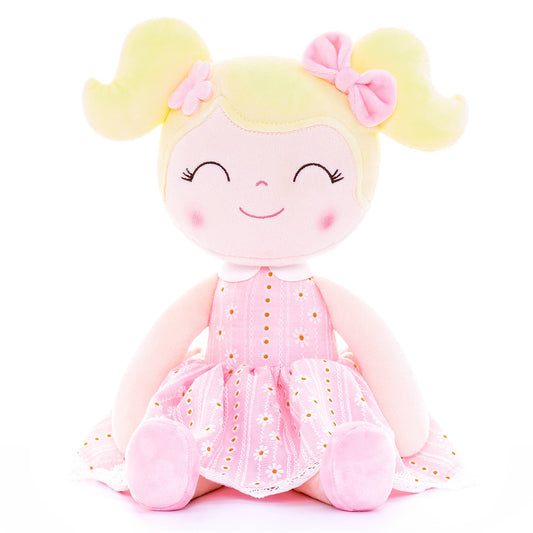 Light Pink Plush Doll With Blonde Hair