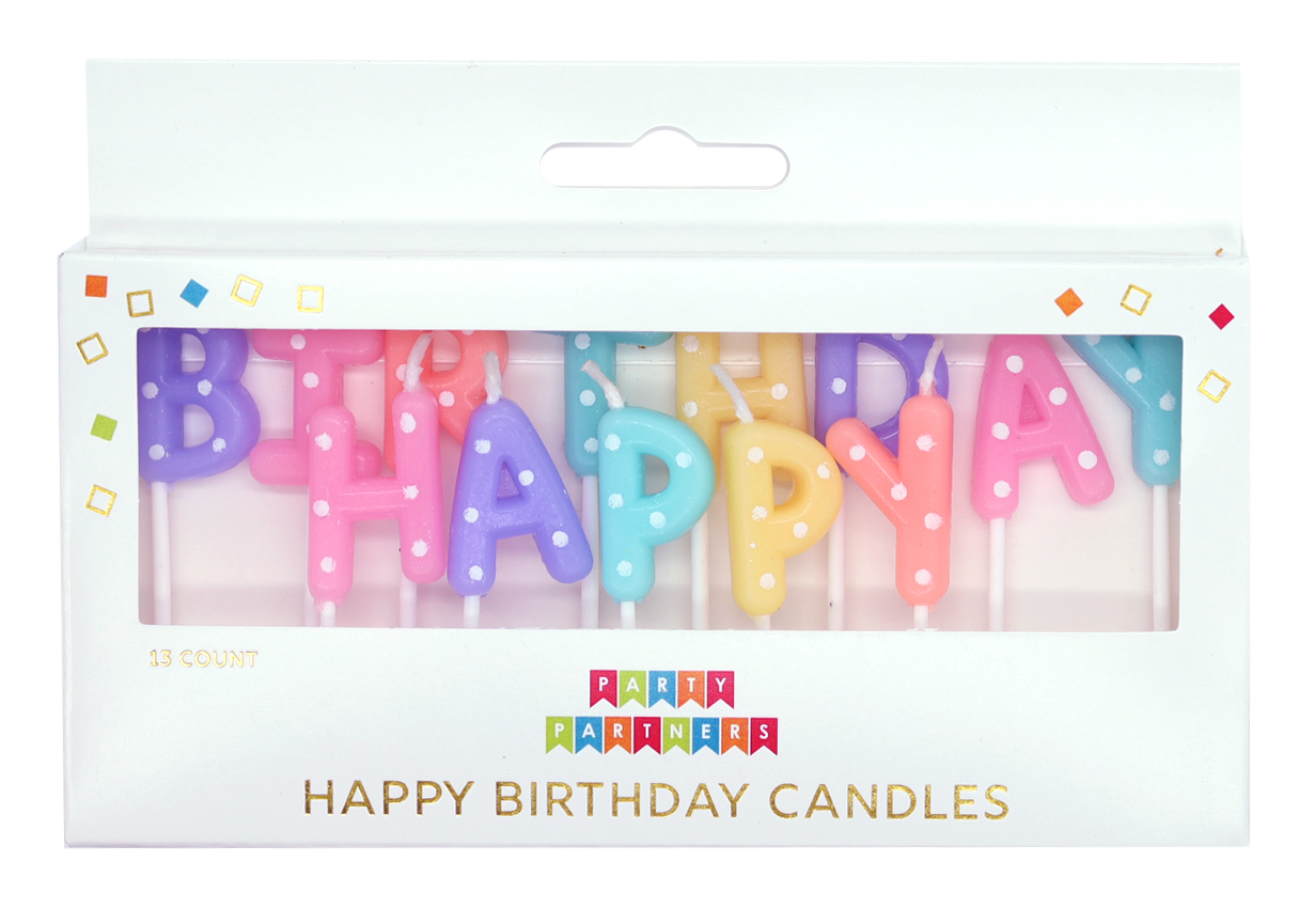 Happy Birthday Pastel Dotted Letter Candle Set