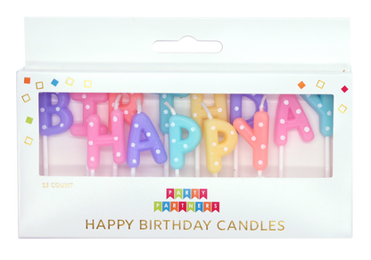 Happy Birthday Pastel Dotted Letter Candle Set