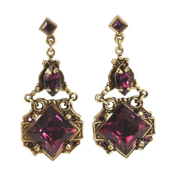 Joyería Sweet Romance - Pendientes Art Déco Vintage Cuadrados E540