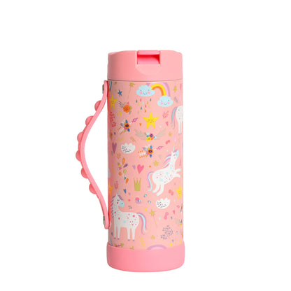 Fidget Strap Kids Stainless Bottle 14oz Pink Unicorn
