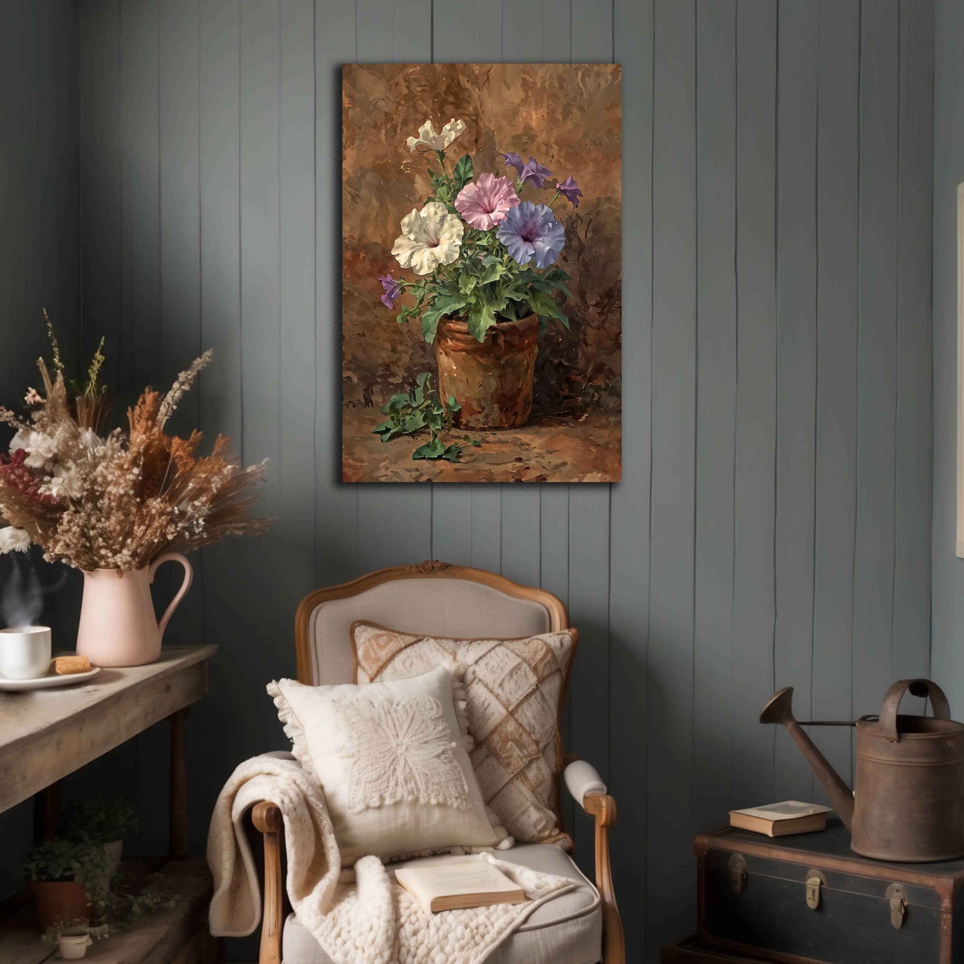 Colorful Petunias Canvas Wall Art Floral Botanical Print