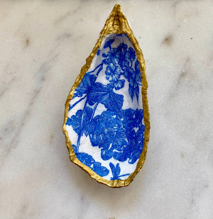 Blue Bird Oyster Shell Jewelry Dish