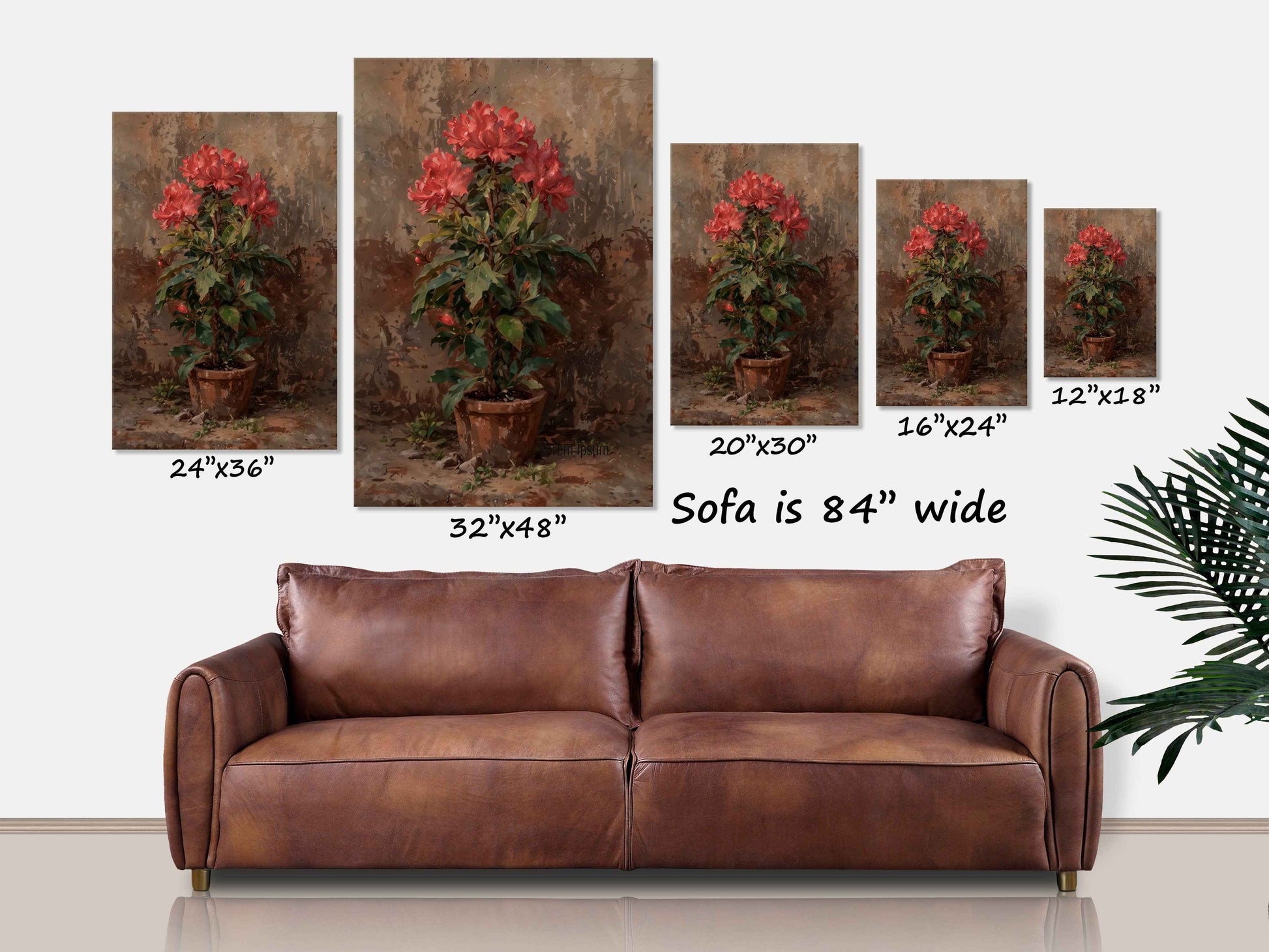Rustic Red Rhododendrons Canvas Wall Art Floral Print