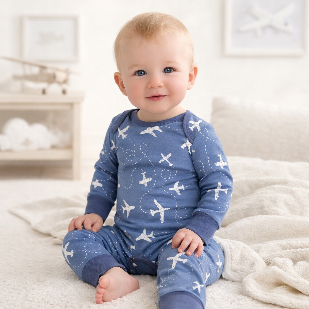 Baby Boy Airplane Romper – Cotton One-Piece