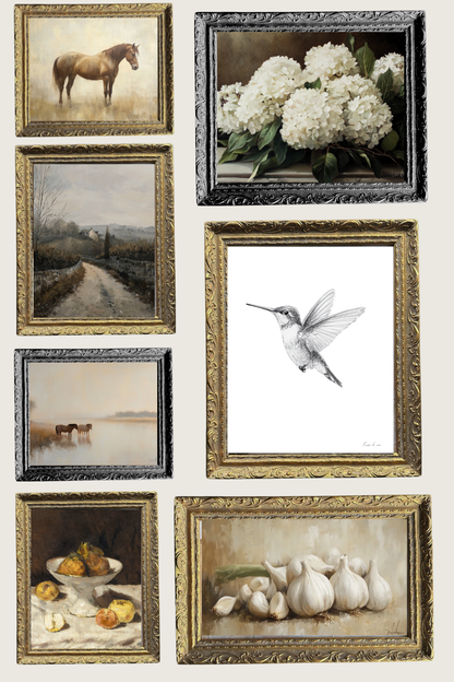 Aceitunas Vintage | Arte enmarcado en latón francés con molde dorado