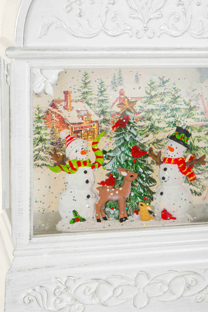 NEW-White Lantern Snow Globe with Wholesome Snowman