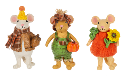 Dressed Up Fall Mice Figurine