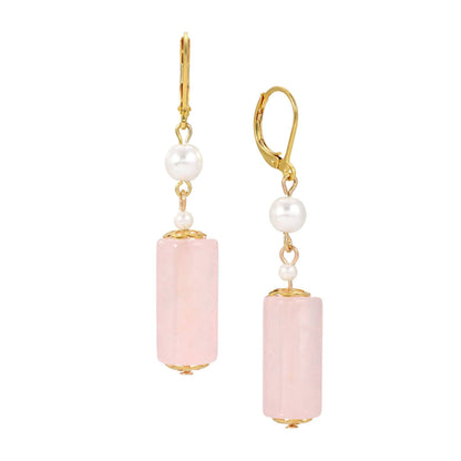 1928 Jewelry - 1928 Jewelry Faux Pearl Gemstone Dangling Earrings