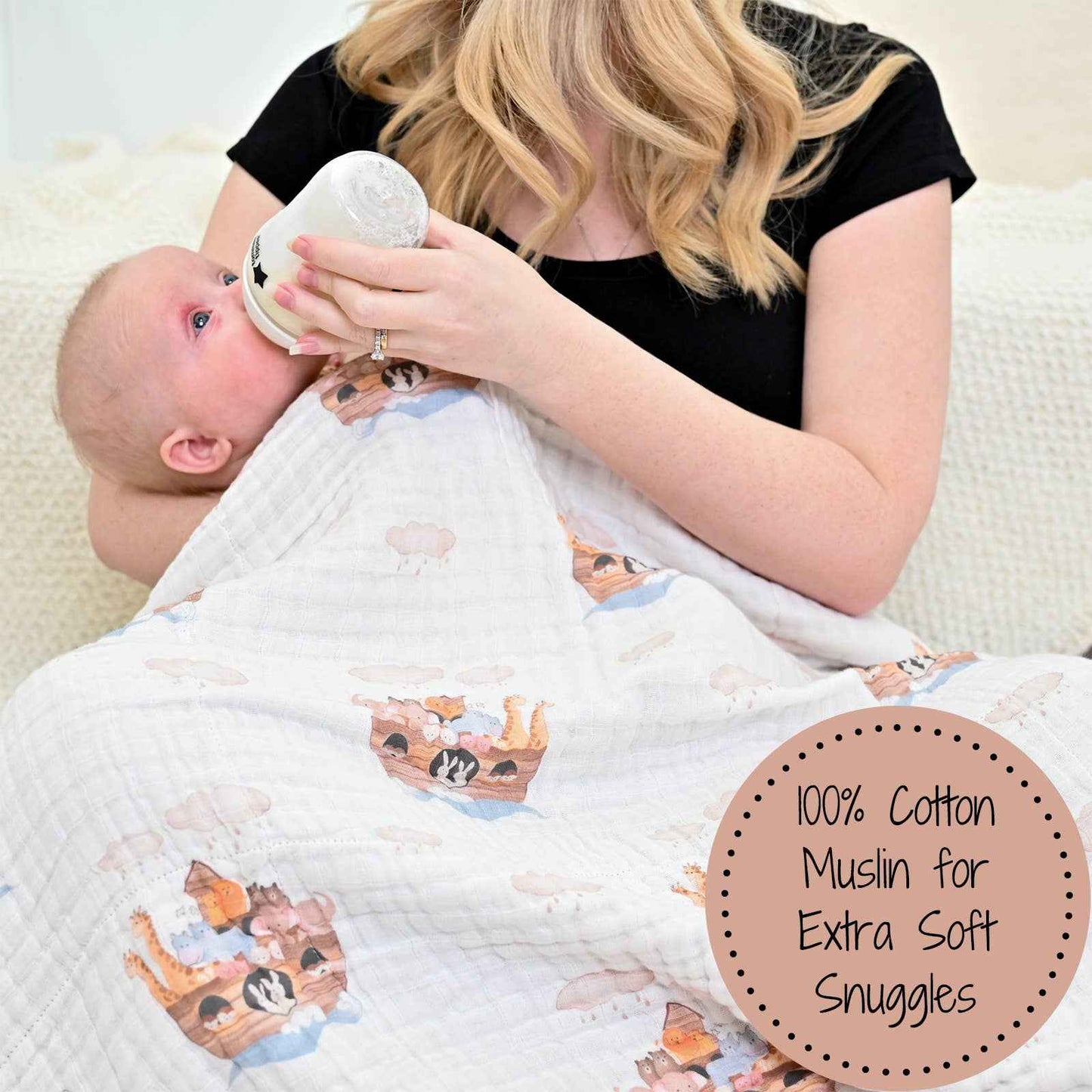 LollyBanks - Noah's Ark Baby Toddler Muslin Blanket
