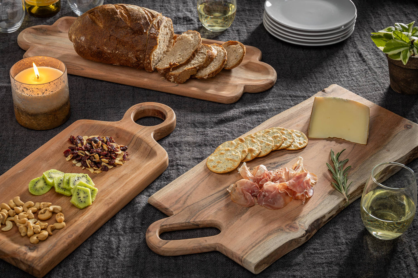 Set of 3 Wooden Serving Trays