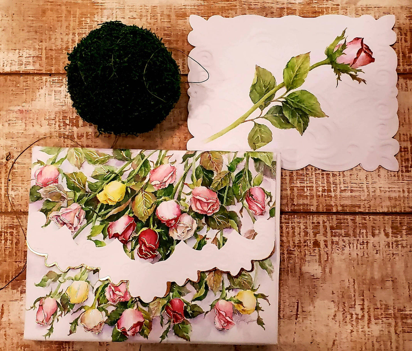 Single Rose Embossed, Die-cut Boxed Note Cards