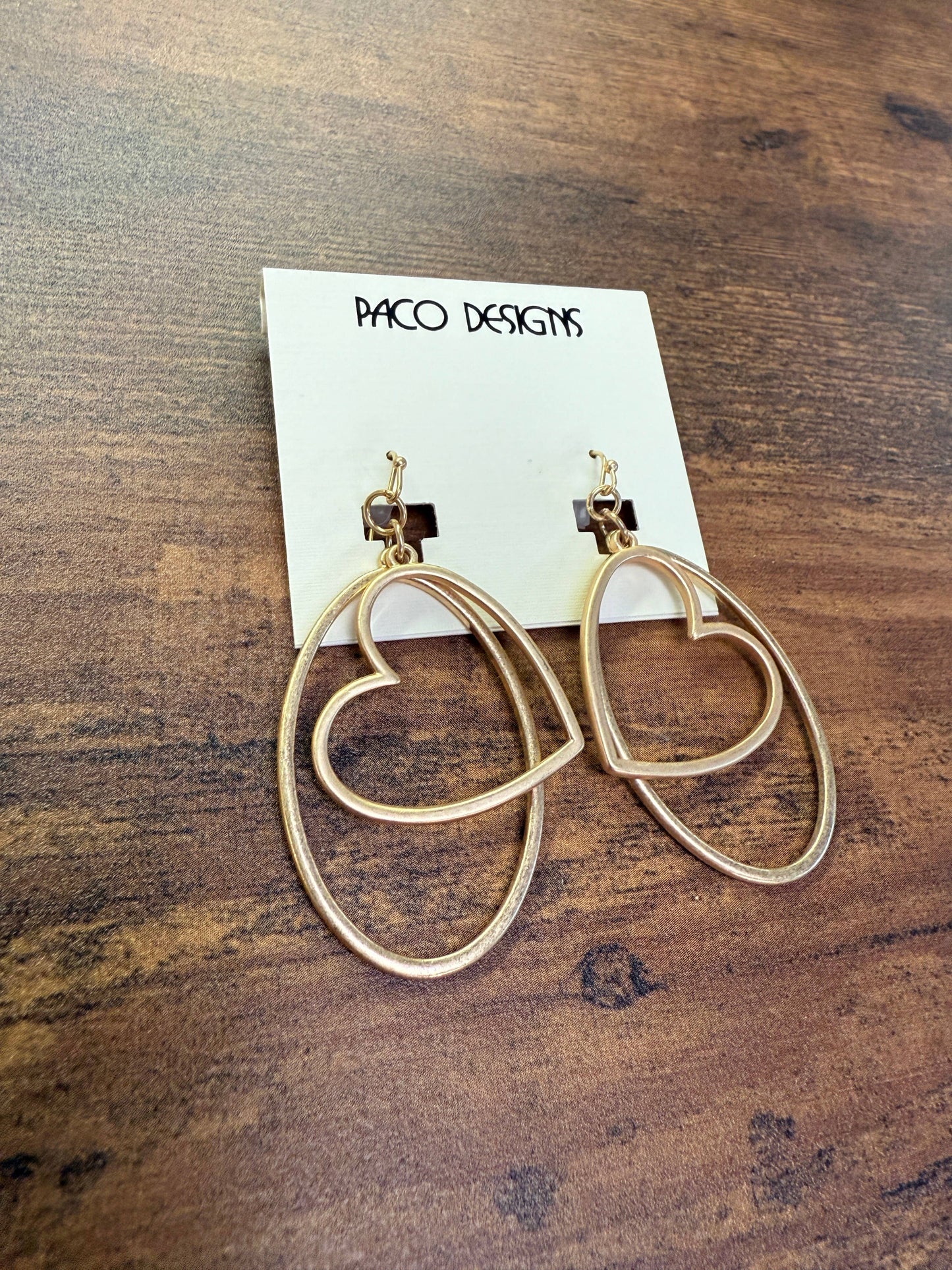 Oval Hoop & Heart Dangle Earrings- 3 Color Options