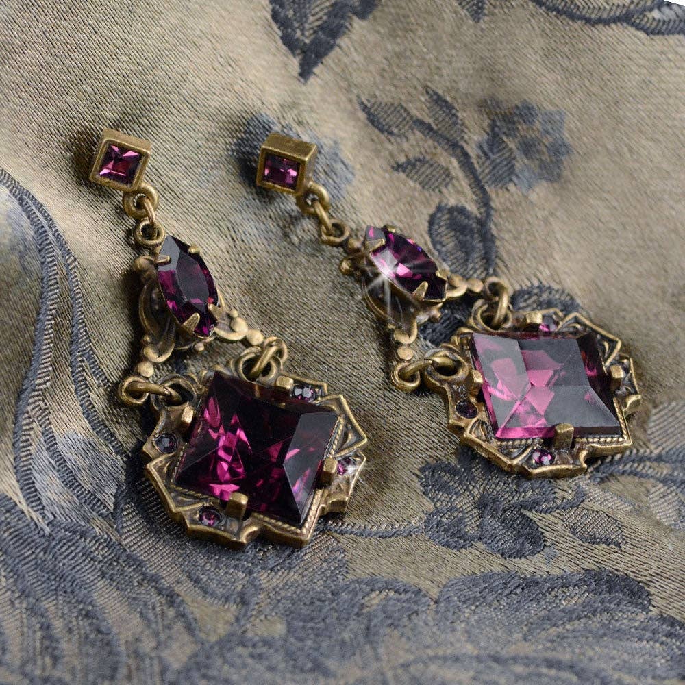 Joyería Sweet Romance - Pendientes Art Déco Vintage Cuadrados E540