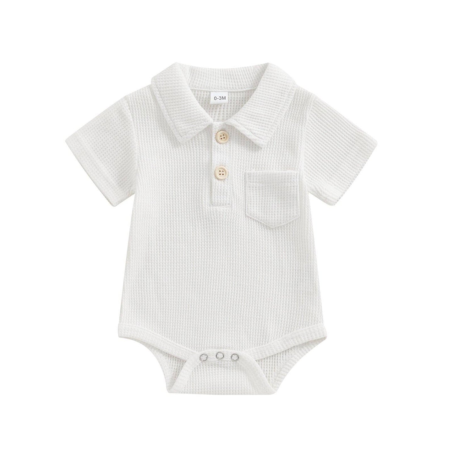 Baby boy solid color waffle romper baby cotton bodysuit: White