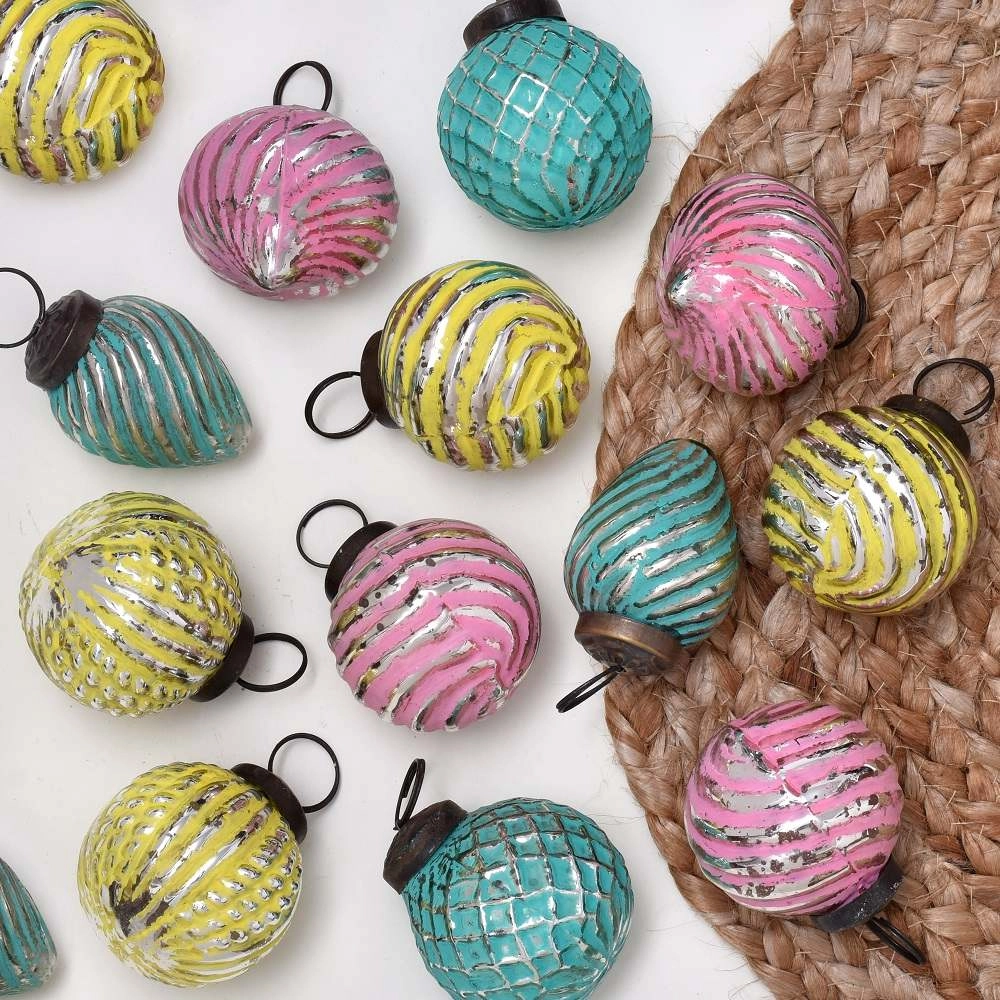 Glass Multicolor Christmas Ornament - Set of 12