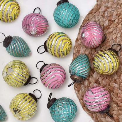 Glass Multicolor Christmas Ornament - Set of 12