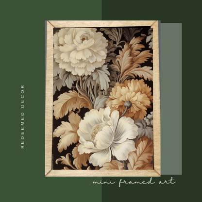 Neutral Floral Framed Canvas Mini Art