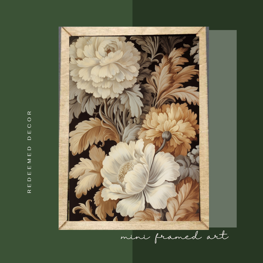Neutral Floral Framed Canvas Mini Art