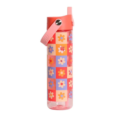 Tritan Water Bottle with Handle 26oz Checkered Flowers