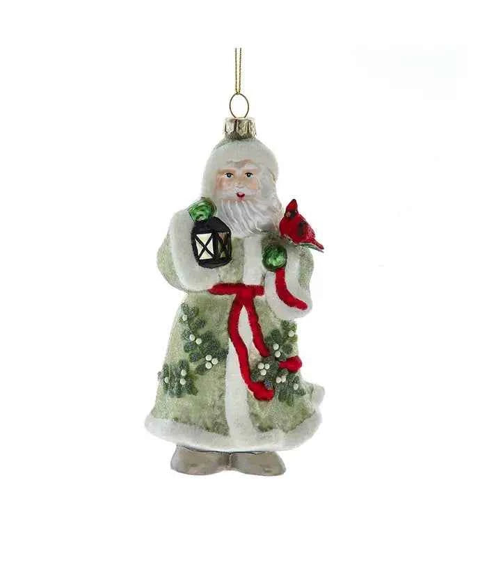 6" Mistletoe Kisses Glass Santa Ornament