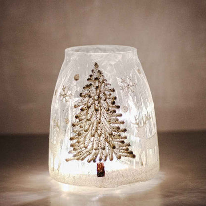 Silver Tree LED Glass Jar – Christmas Holiday Home Decor
