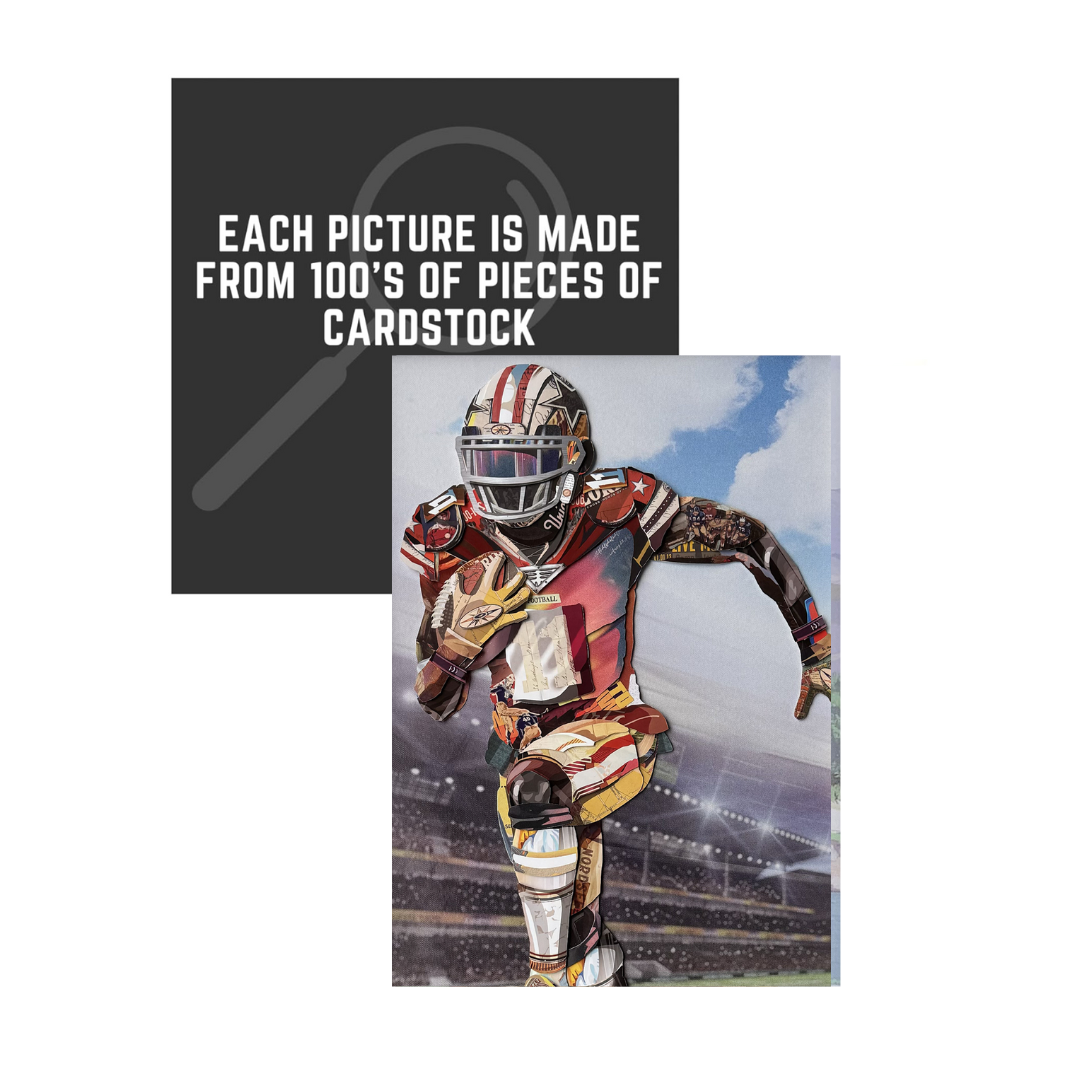 3D Collage Art | Football Player (36"x24")