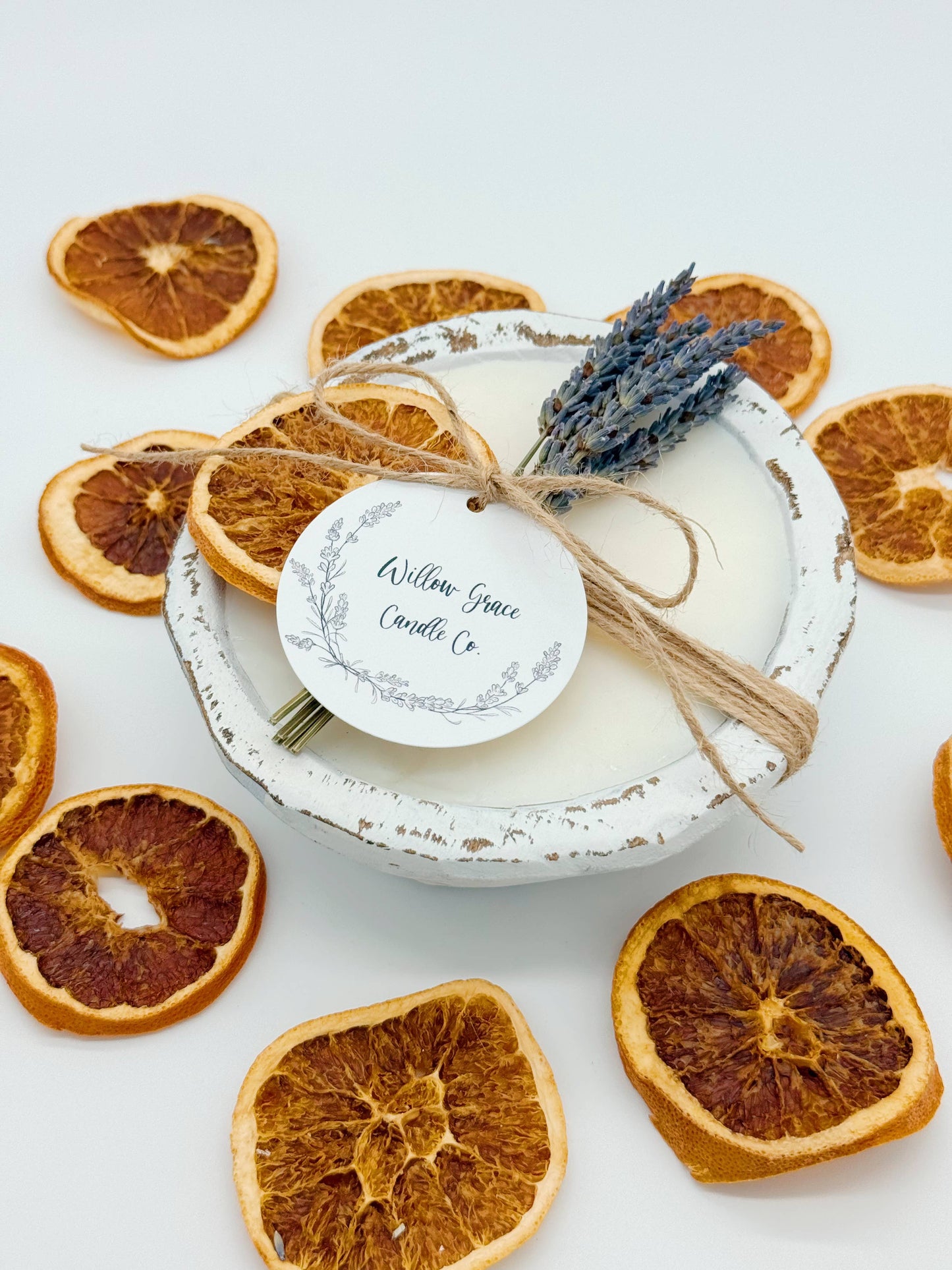 Summer Citrus Mini Round Dough Candle: Natural Stain