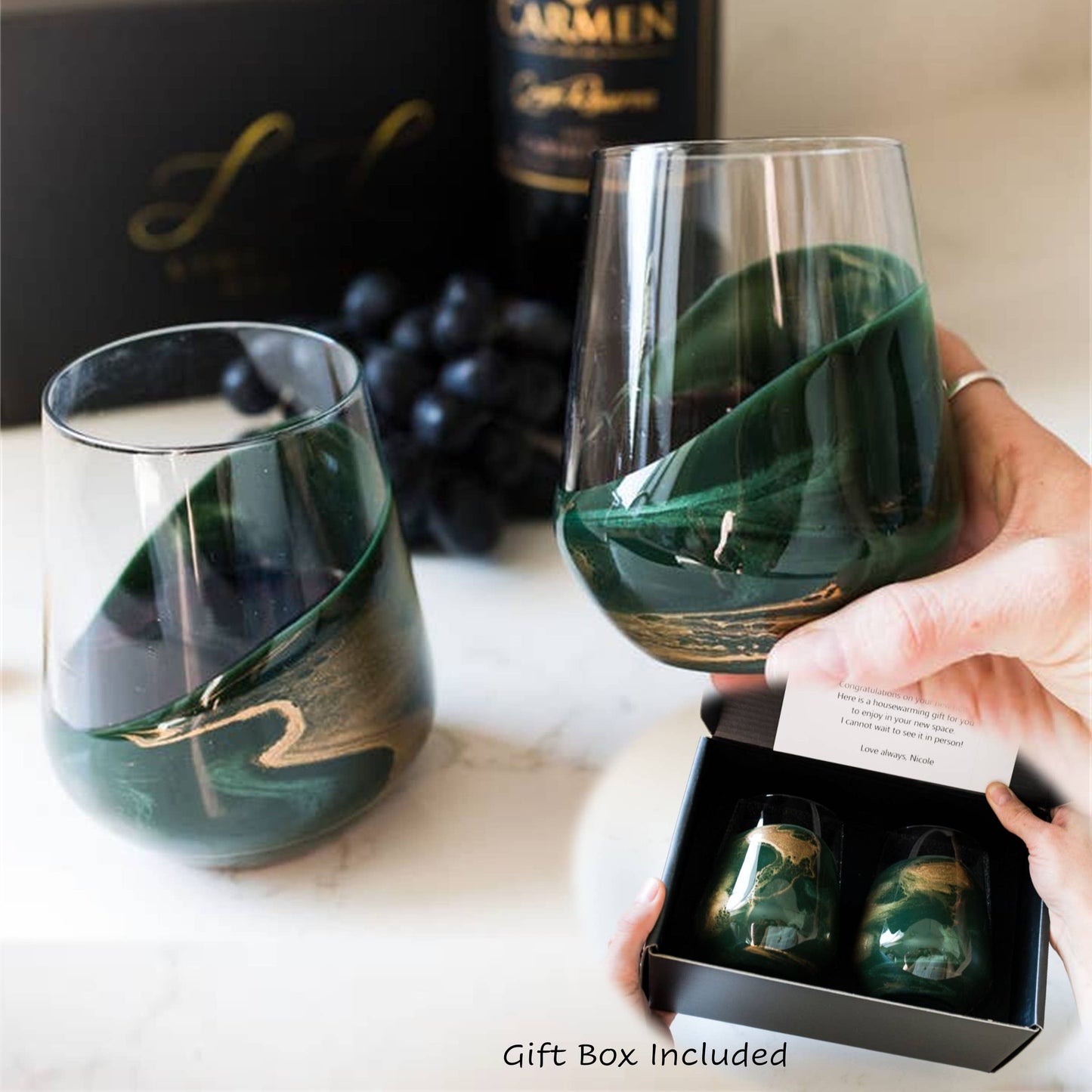 Resin Accented Wine and Entertaining Glasses Set - 2