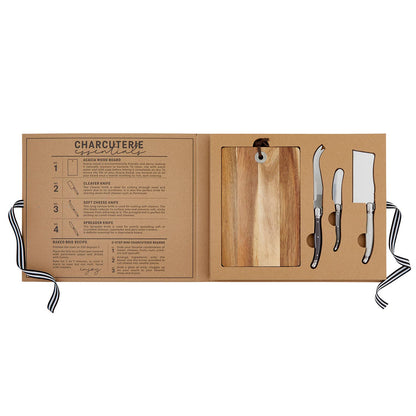 Wood Cheese Board w/ Knives Book Box