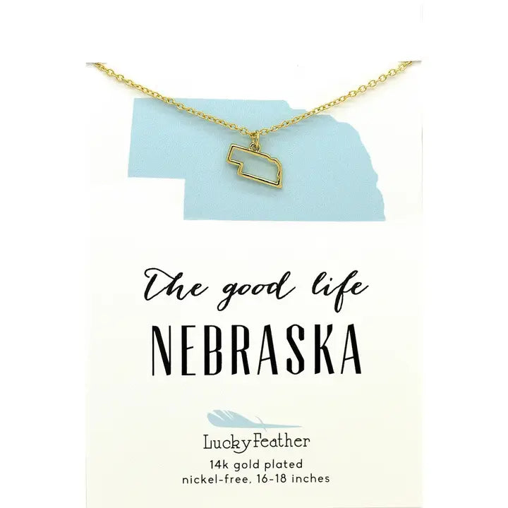 State Necklace - Gold - Nebraska