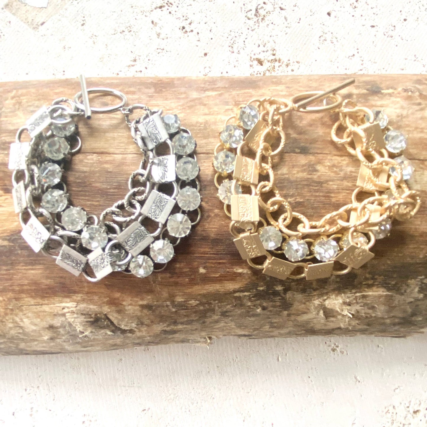 Crystal Bracelet Multi Chain Statement Jewelry Vintage Style