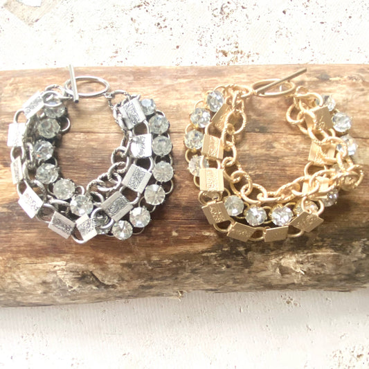 Crystal Bracelet Multi Chain Statement Jewelry Vintage Style
