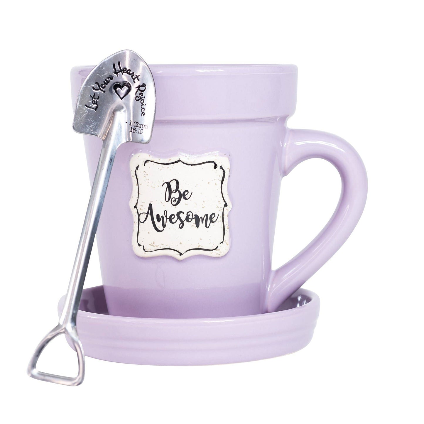 Divinity Boutique - Lilac Flower Pot Mug w/Scripture - Be Awesome