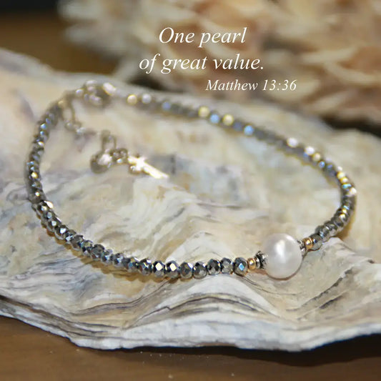 One Pearl of Great Value Scripture Bracelet