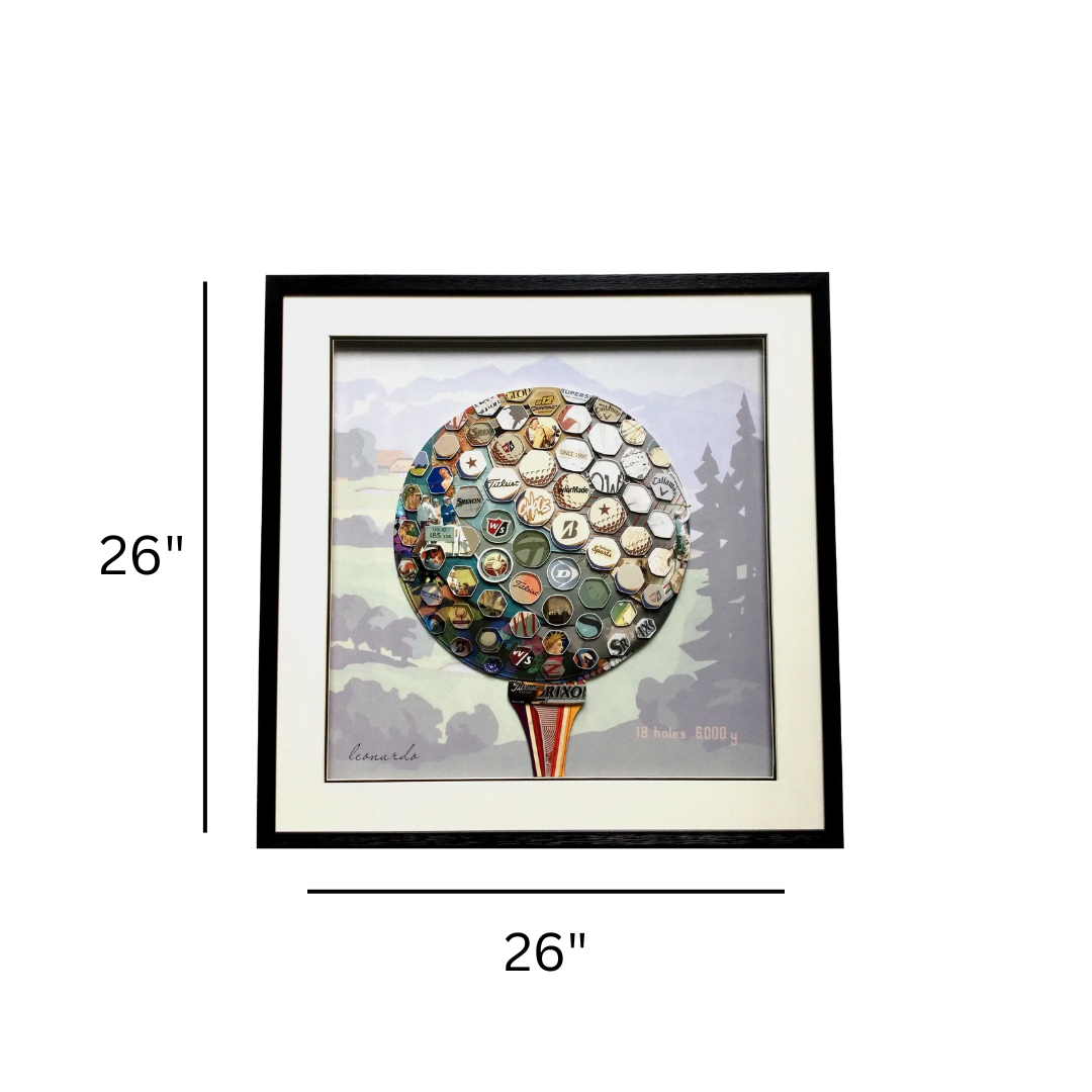 3D Collage Art | Golf Ball Madness (26"x26")