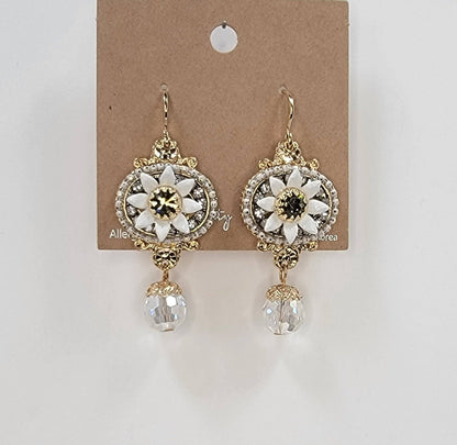 Handmade Daisy Accent With Moonstone Dangle Earrings