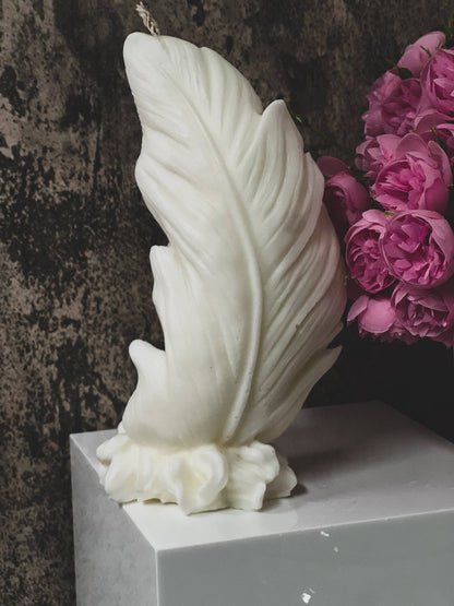 Huge Feather Candle 9.5x5in - Flowers