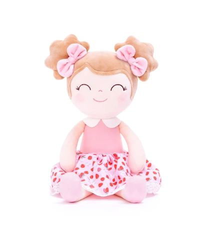 Strawberry Plush Doll With Two Hair Bows