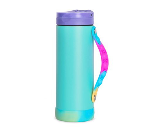 Fidget Strap Kids Stainless Bottle 14oz Blue Tie Dye