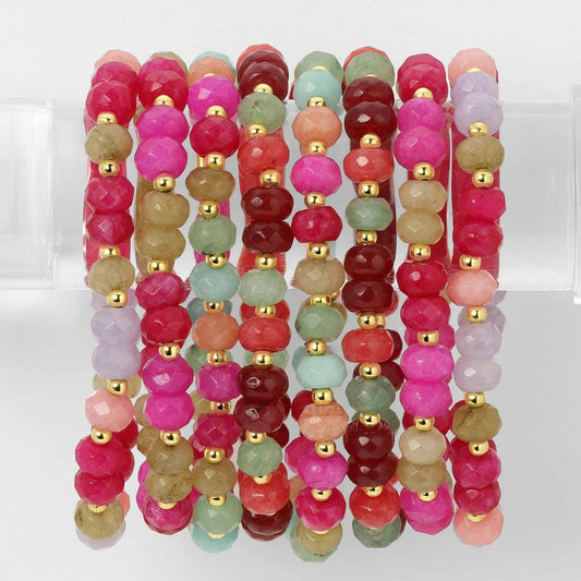 Large Stone Bracelets with Gold Bead Accents