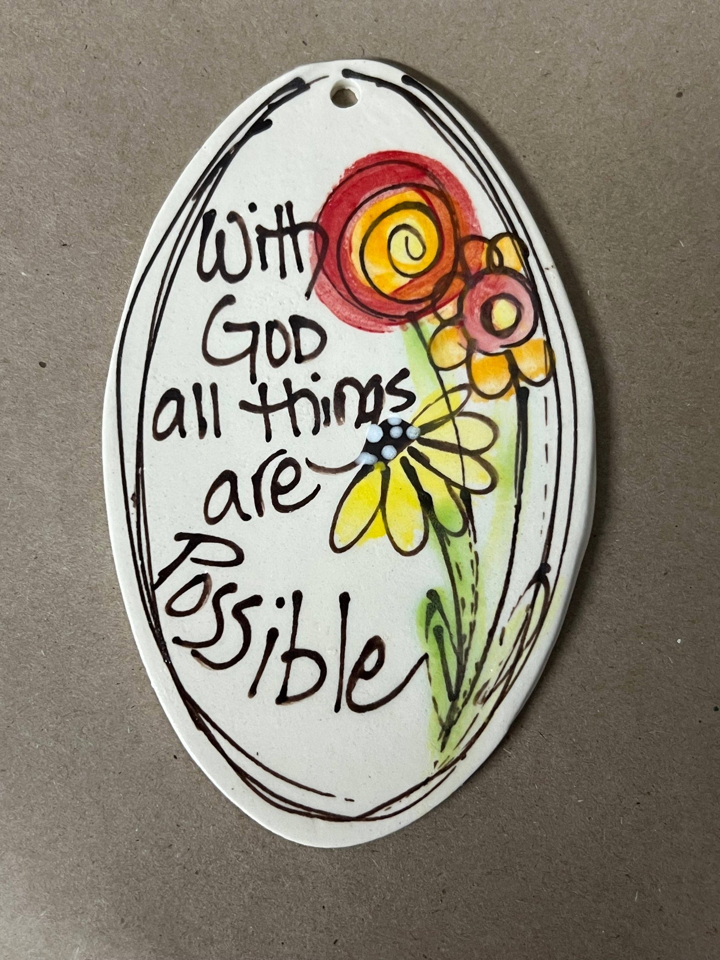 Oval Ornament ("With God all things are possible")