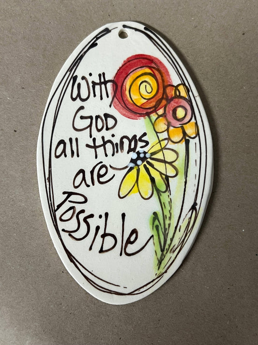 Oval Ornament ("With God all things are possible")
