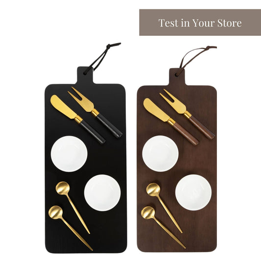 7 Piece Charcuterie Board Gift Set Starter Kit-Black