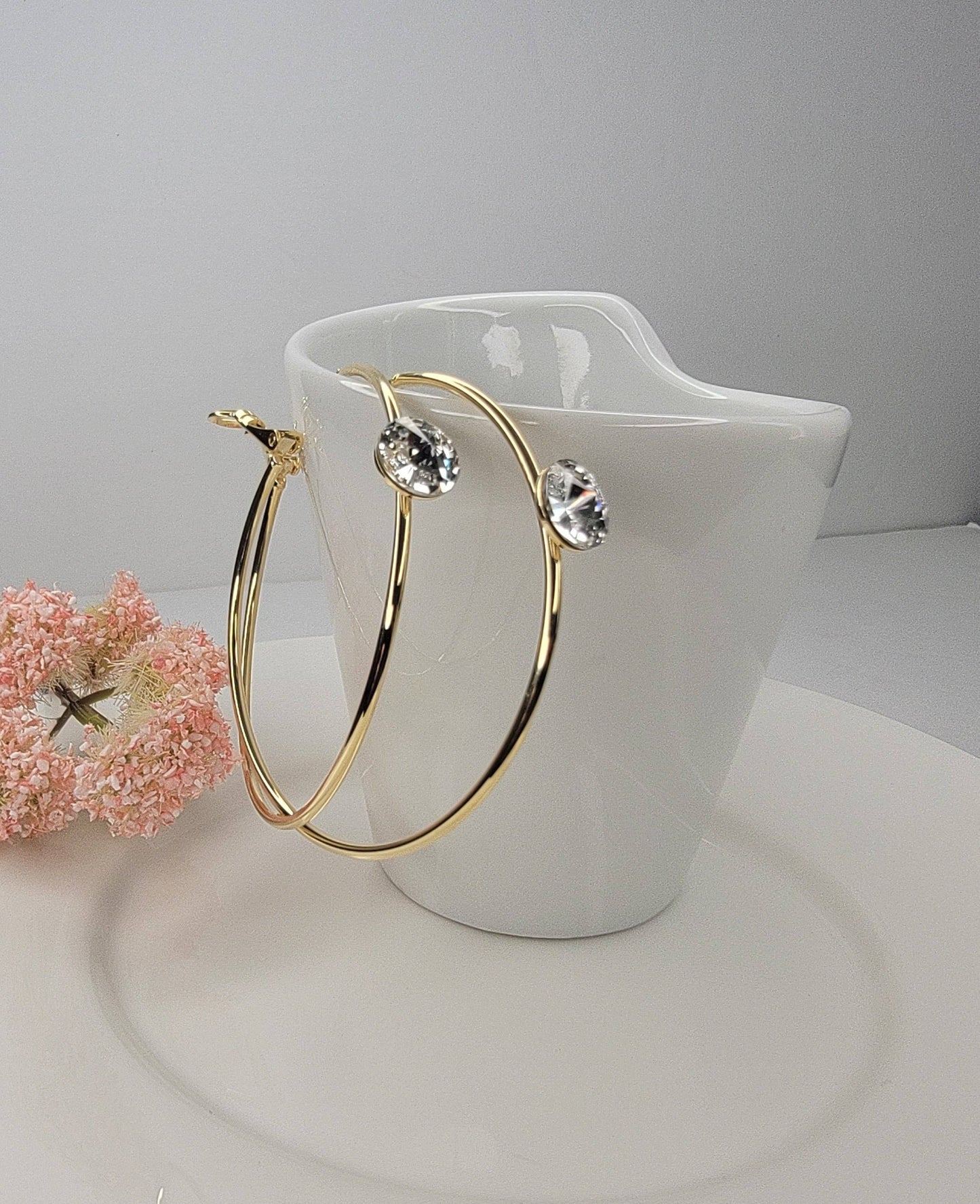 Single Stone Hoop Earring