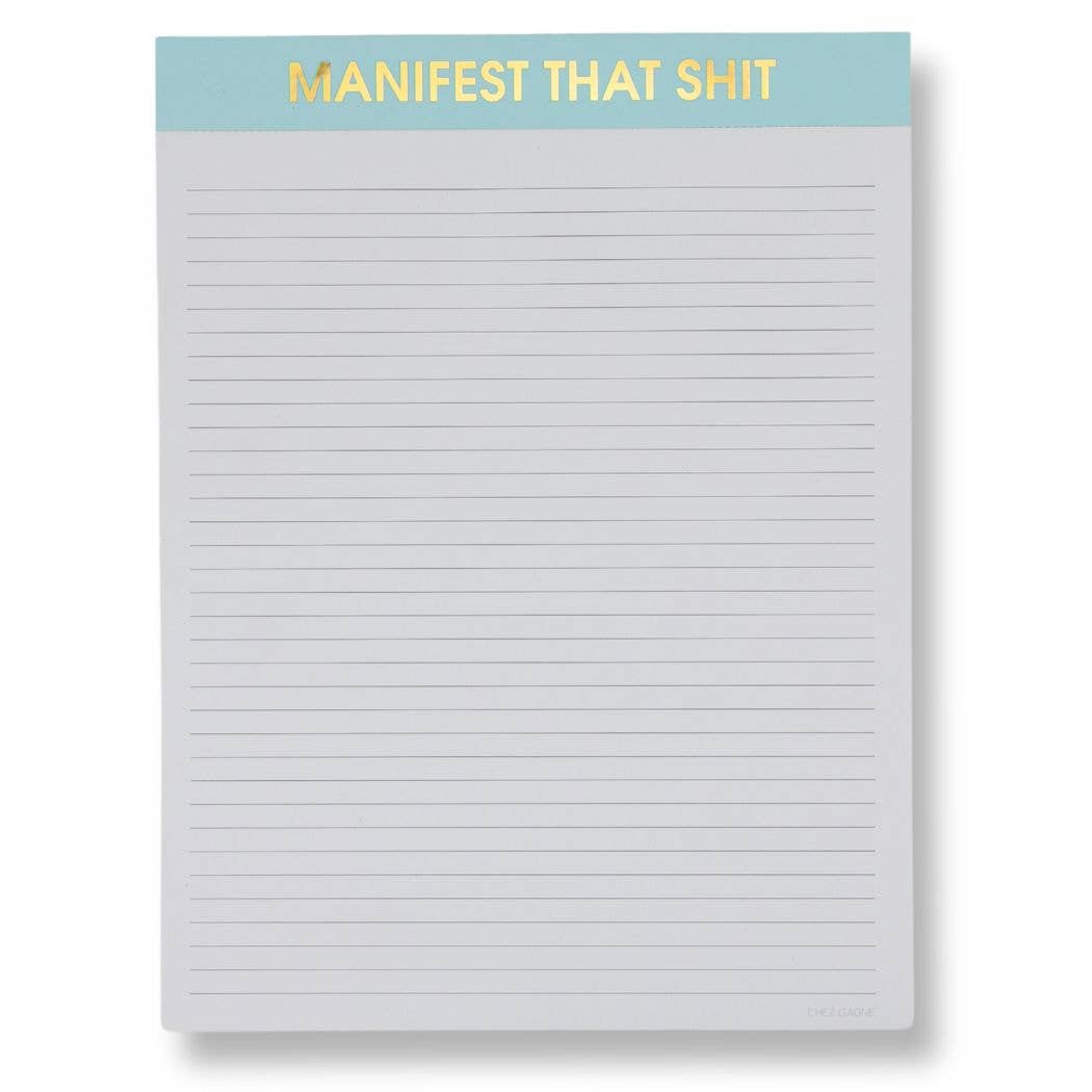 Chez Gagné - Manifest That Shit - Large Memo Lined Notepad - Aquamarine - 65 perforated pages - 10x8